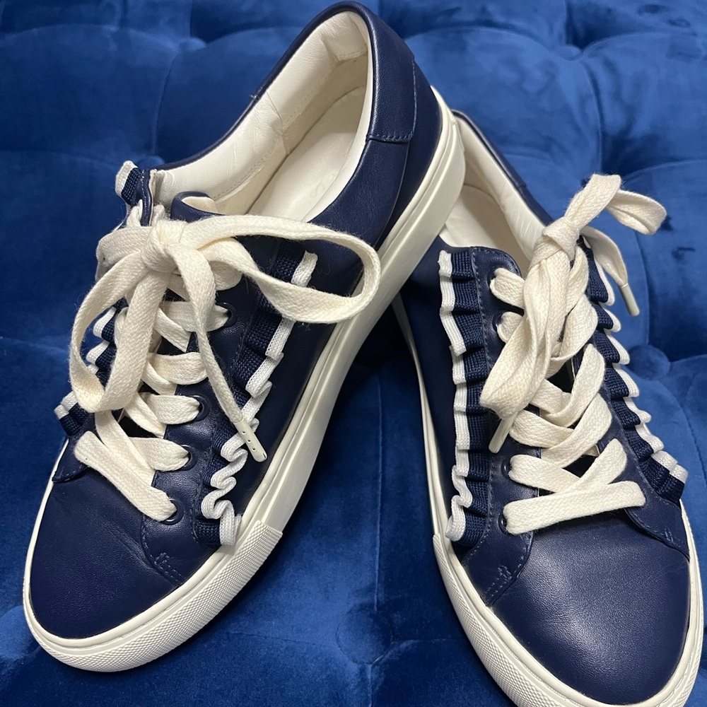 Tory Burch Tory Sport Navy Sneakers With Ruffle Detail